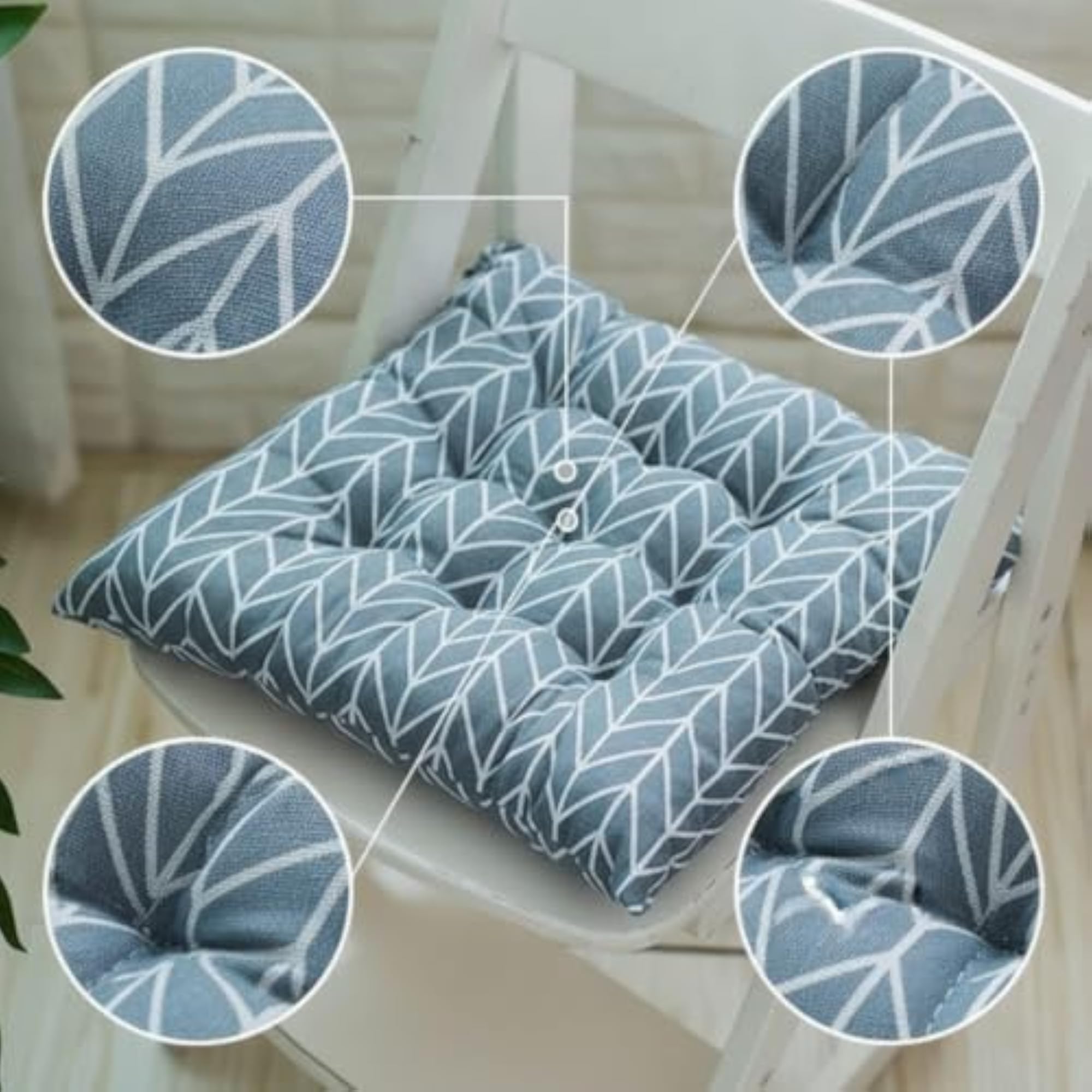 Comfortable Quilted Tufted Chair Cushion with Ties, Padded